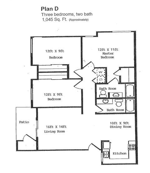 Three Bedroom/Two Bath Floor Plan at Riverview Springs, Oceanside, CA